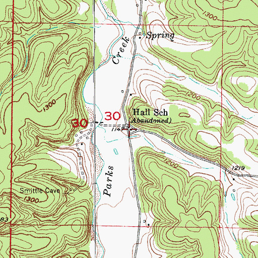 Topographic Map of Hall School, MO