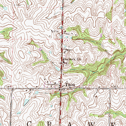 Topographic Map of Halleck Church, MO