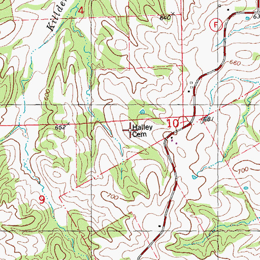 Topographic Map of Halley Cemetery, MO