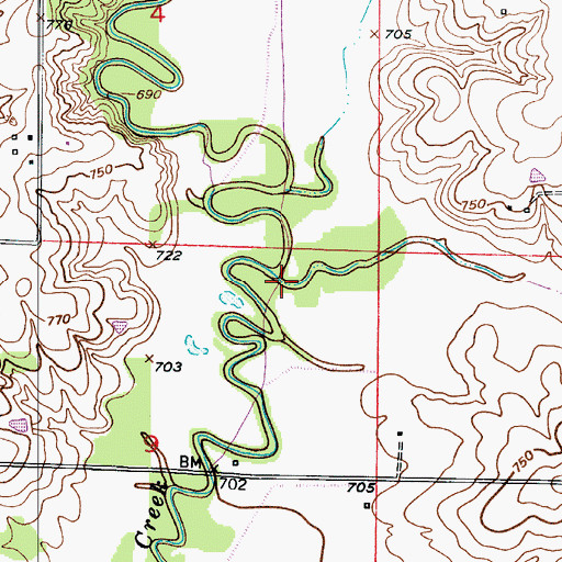 Topographic Map of Halls Branch, MO