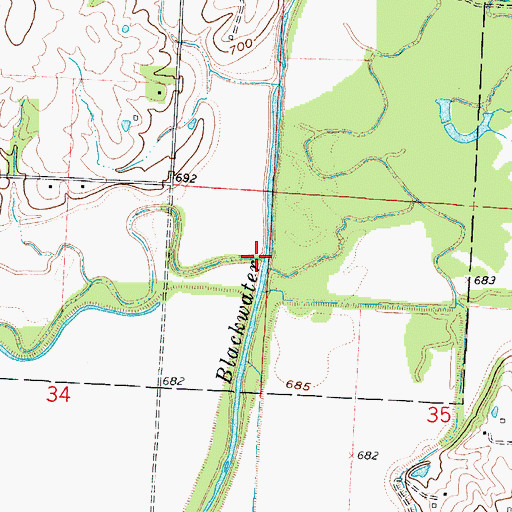 Topographic Map of Ham Branch, MO