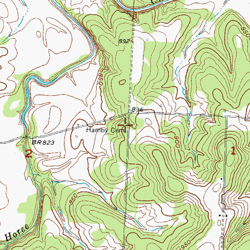 Topographic Map of Hamby Cemetery, MO