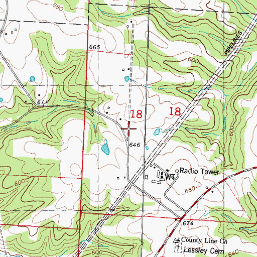 Topographic Map of Hamestring School, MO