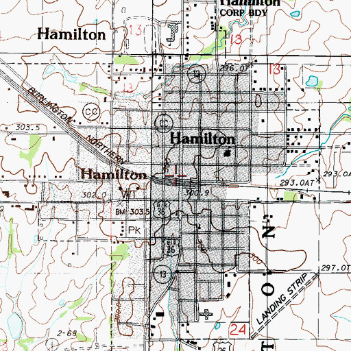Topographic Map of Hamilton, MO