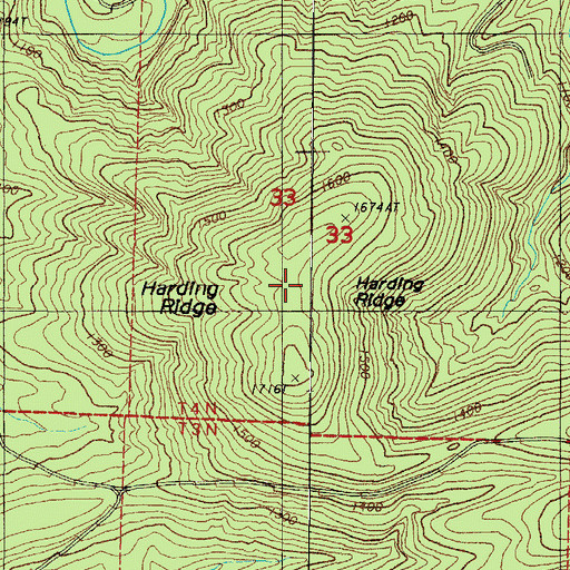 Topographic Map of Harding Ridge, AR