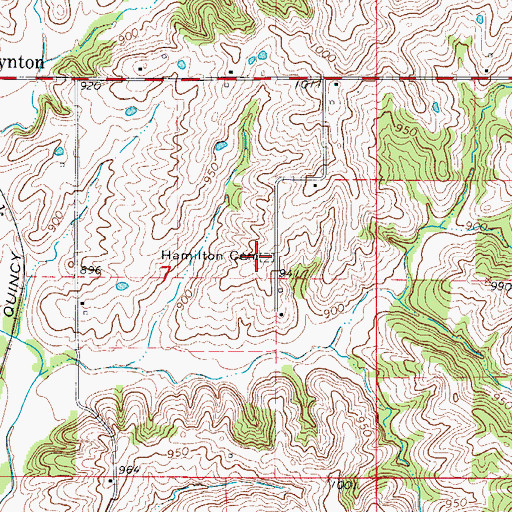 Topographic Map of Hamilton Cemetery, MO