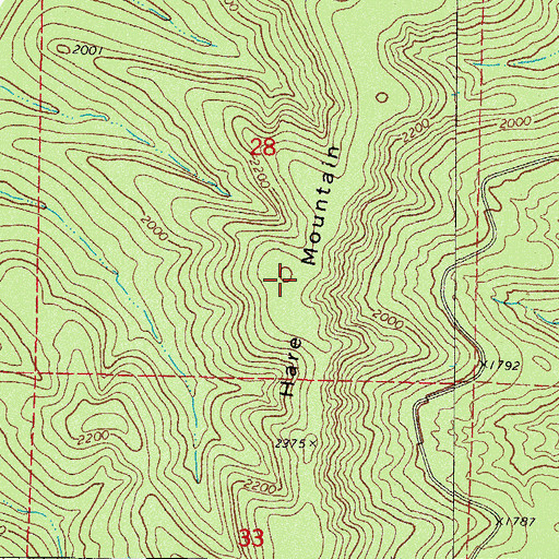 Topographic Map of Hare Mountain, AR
