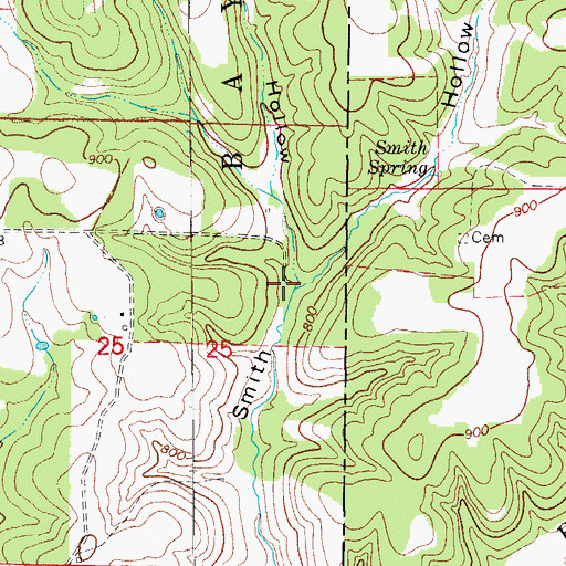 Topographic Map of Hamilton Hollow, MO