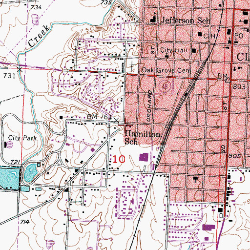 Topographic Map of Hamilton School (historical), MO
