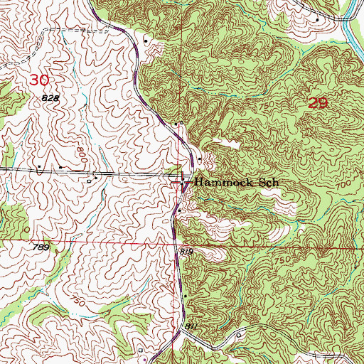 Topographic Map of Hammock School, MO