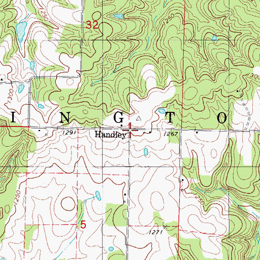 Topographic Map of Handley, MO