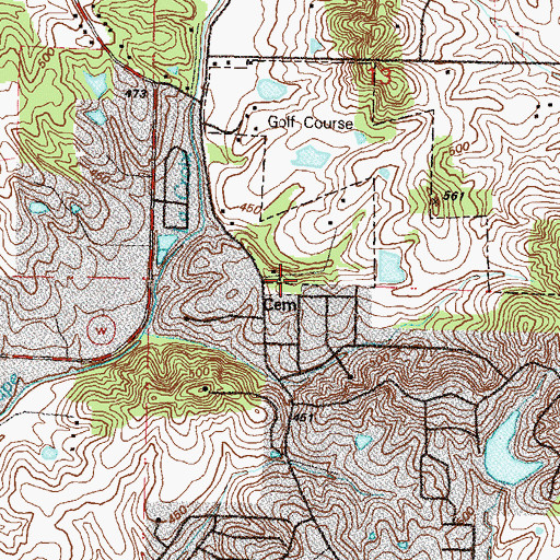 Topographic Map of Hanover Church, MO