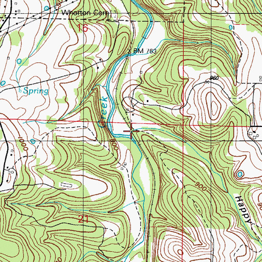 Topographic Map of Happy Hollow, MO