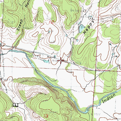 Topographic Map of Happy Hollow, MO