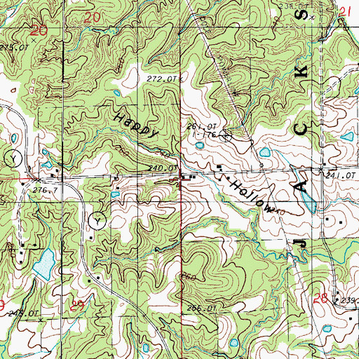 Topographic Map of Happy Hollow School, MO