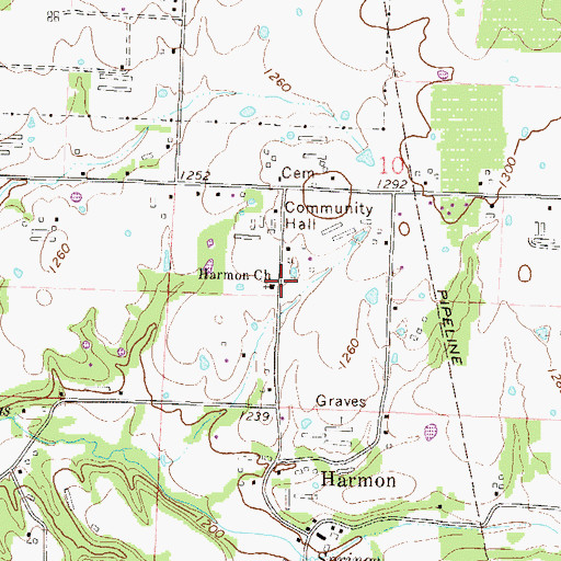 Topographic Map of Harmon Church, AR