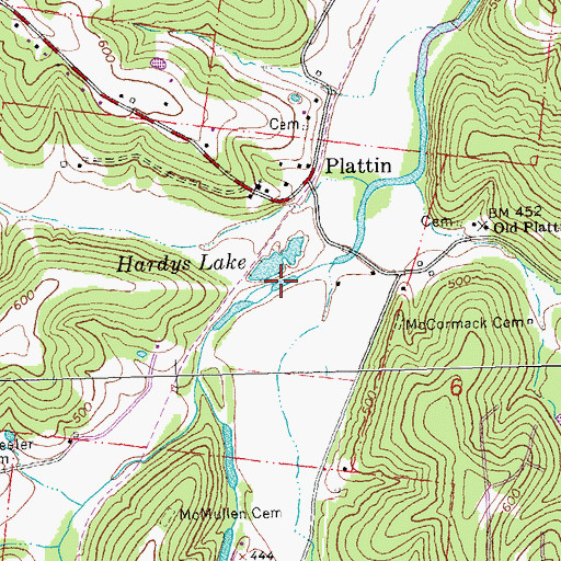 Topographic Map of Hardys Lake, MO