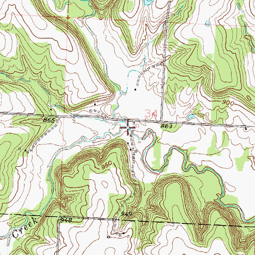 Topographic Map of Harless Creek, MO