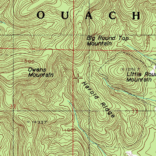 Topographic Map of Harold Ridge, AR