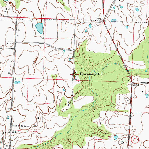 Topographic Map of Harmony Church, MO