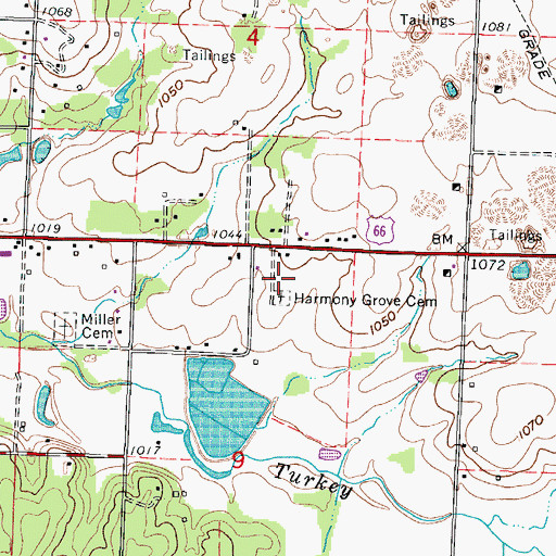 Topographic Map of Harmony Grove Cemetery, MO