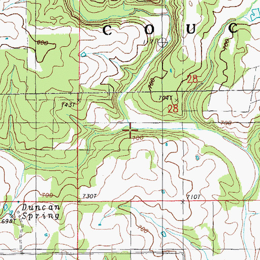 Topographic Map of Harper Branch, MO