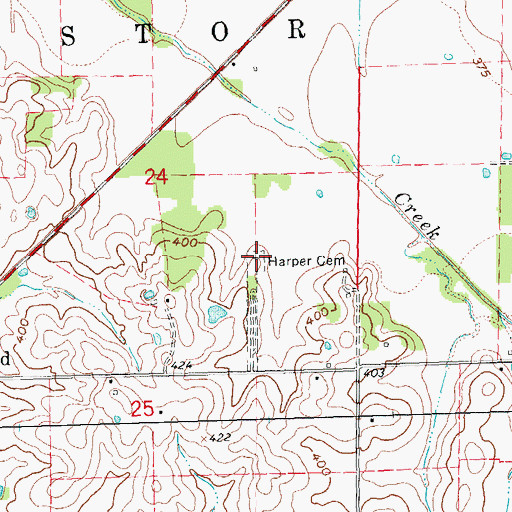 Topographic Map of Harper Cemetery, MO