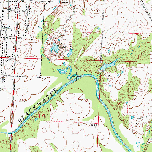 Topographic Map of Harpers Branch, MO