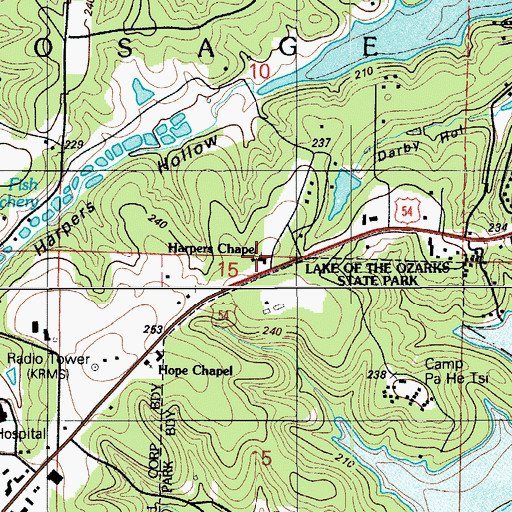Topographic Map of Harpers Chapel, MO