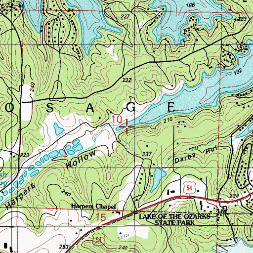 Topographic Map of Harpers Hollow, MO