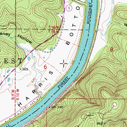 Topographic Map of Harris Bottom, AR