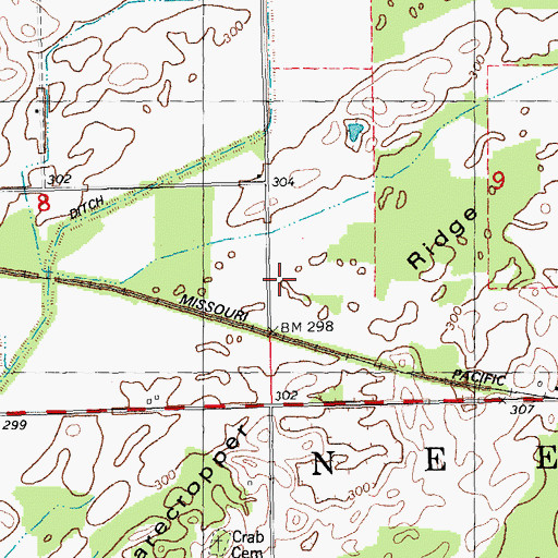 Topographic Map of Harris Ridge School (historical), MO