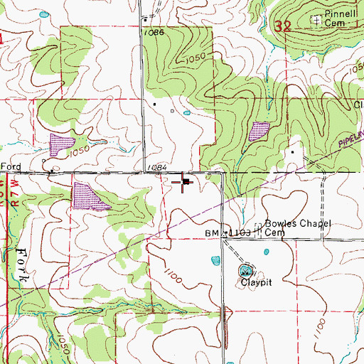 Topographic Map of Harrison Center School, MO