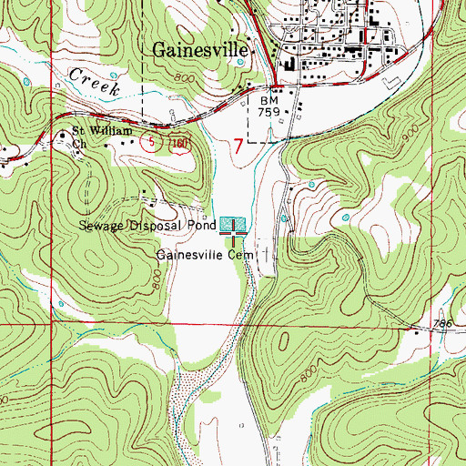 Topographic Map of Harrison Creek, MO