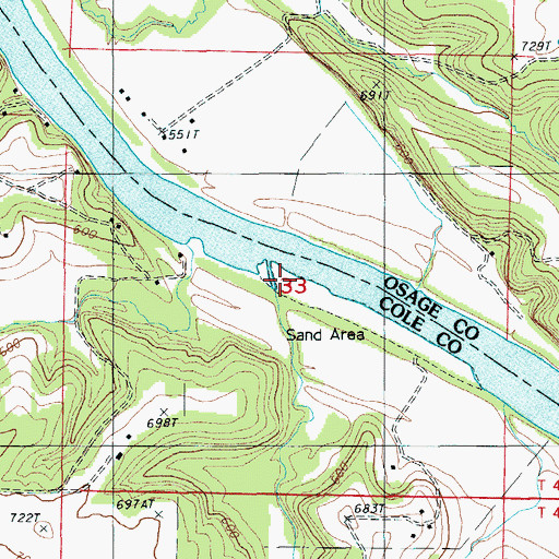 Topographic Map of Harrison Creek, MO