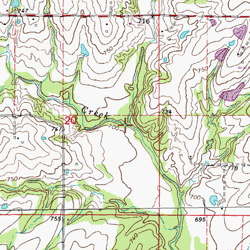 Topographic Map of Harrison Creek, MO
