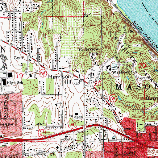 Topographic Map of Harrison Hill, MO