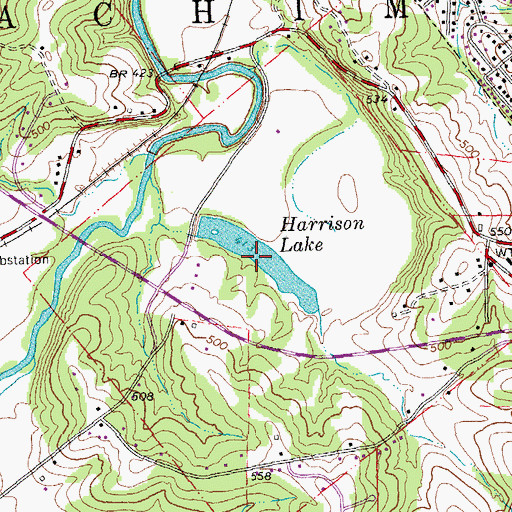 Topographic Map of Harrison Lake, MO