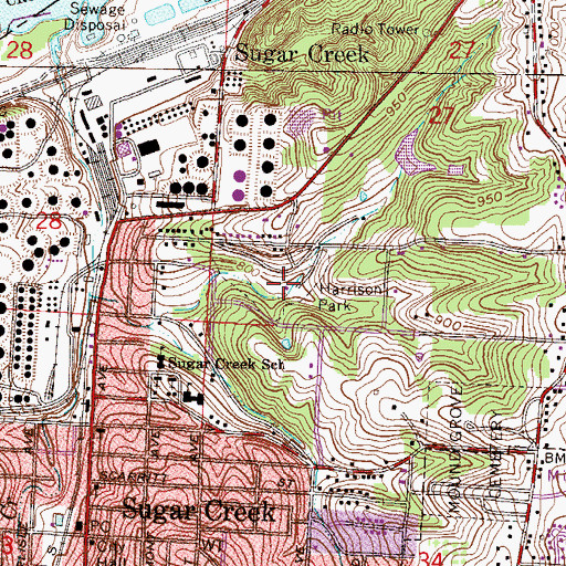 Topographic Map of Harrison Park, MO