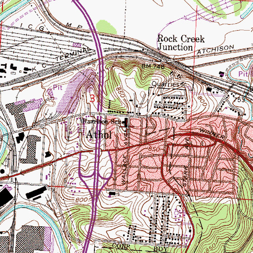 Topographic Map of Harrison School, MO