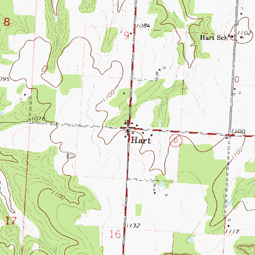 Topographic Map of Hart, MO