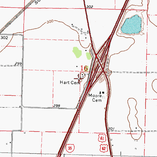 Topographic Map of Hart Cemetery, MO
