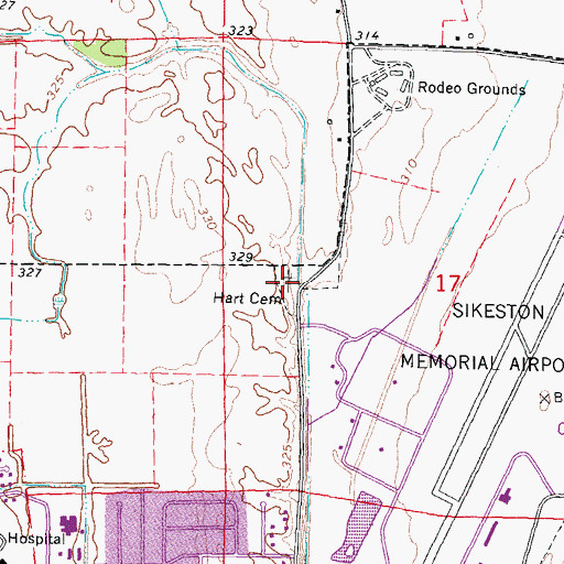 Topographic Map of Hart Cemetery, MO
