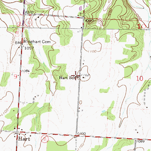 Topographic Map of Hart School (historical), MO