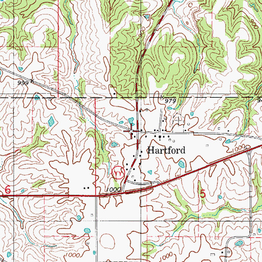 Topographic Map of Hartford, MO