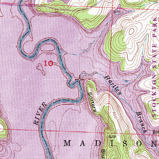 Topographic Map of Hartley Branch, MO