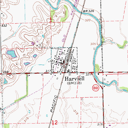 Topographic Map of Harviell, MO