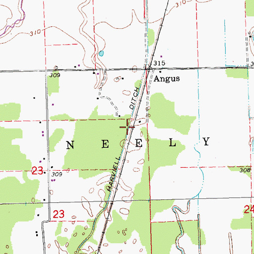 Topographic Map of Harviell Ditch, MO