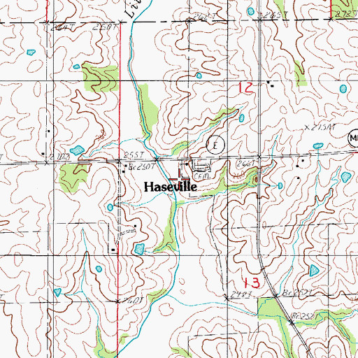 Topographic Map of Haseville Church, MO