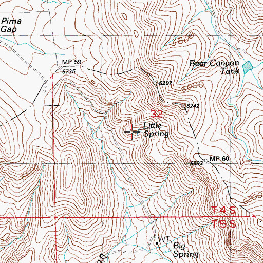 Topographic Map of Little Spring, AZ